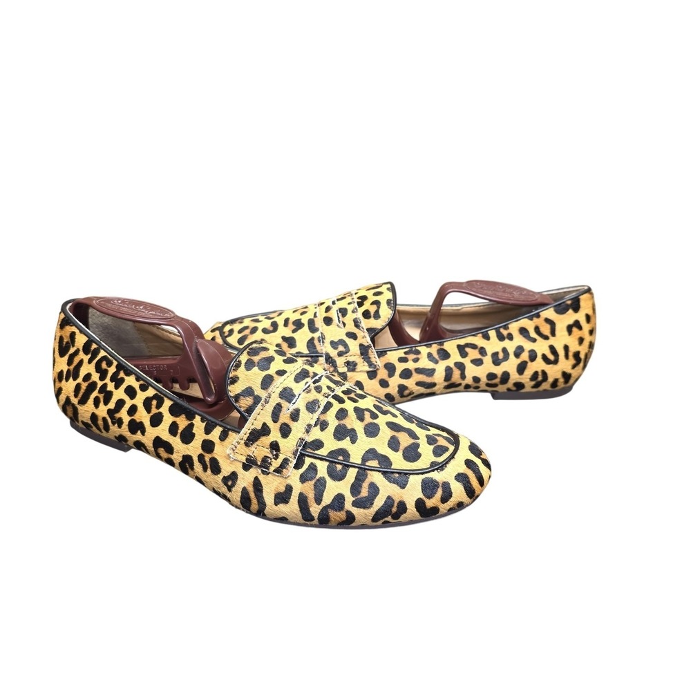 J.Crew Shoes‎ Women 8 Brown Leopard Calf Hair Penny Loafer Preppy Office Siren